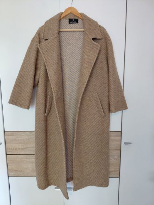 Дълго дамско палто One Size/ Oversize с 35% вълна