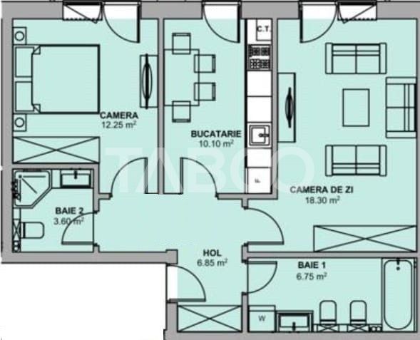 Apartament decomandat cu 2 camere 58 mpu parcare Doamna Stanca Sibiu