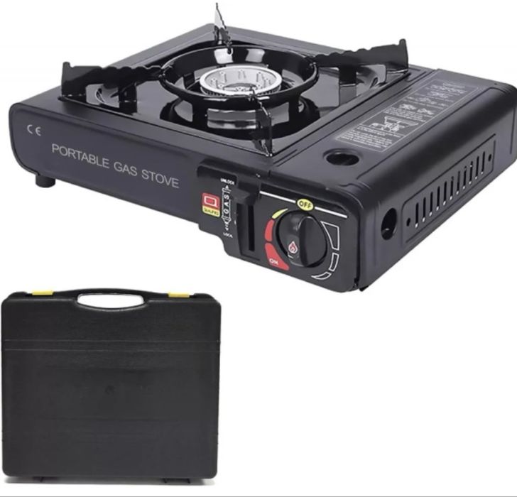 Aragaz Camping Portabil aprindere automata cu 2 rezerve butelie ideal pentru drumetii camping gratar pescuit