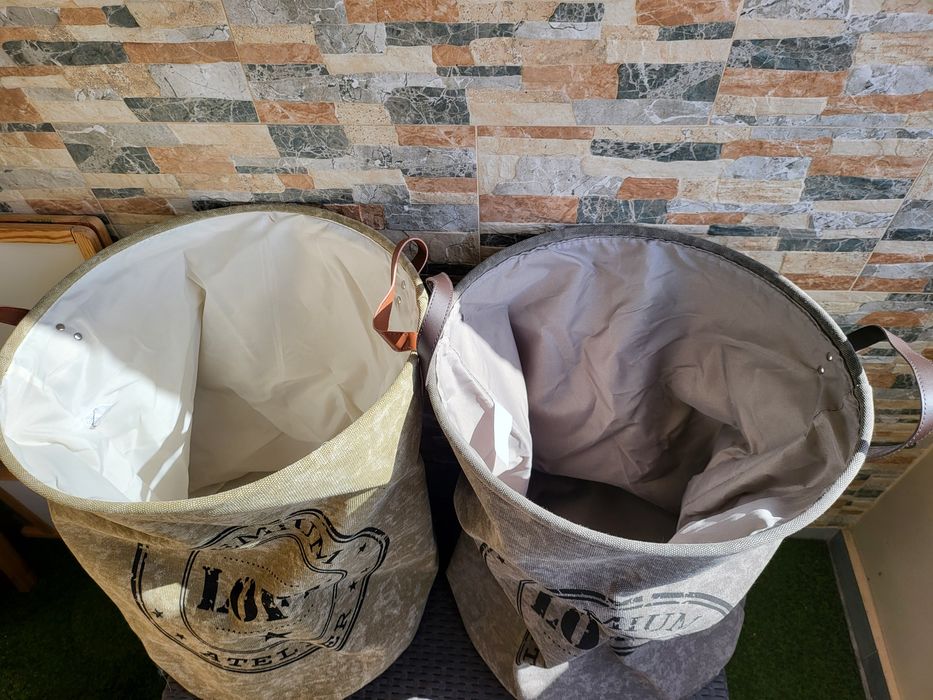 Кош за пране за дрехи за съхранение с надпис 2 цвята и дръжки