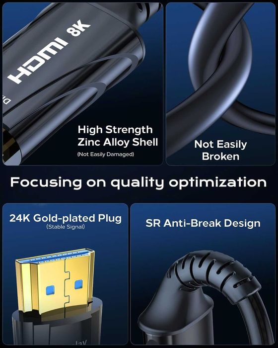 Оптичен HDMI кабел с дължина 65 фута/20 метра