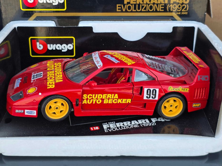 Macheta Auto 1/18 Burago Ferrari F40 Evoluzione 1992 Auto Becker