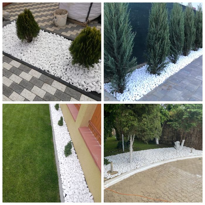 Pietricele rotunjite marmura thasos decorativa - Depozit gradina