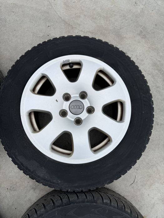 Set 4 jante aliaj OE Audi A4 B6 B7 195/65r15 5x112 cu anvelope M&S