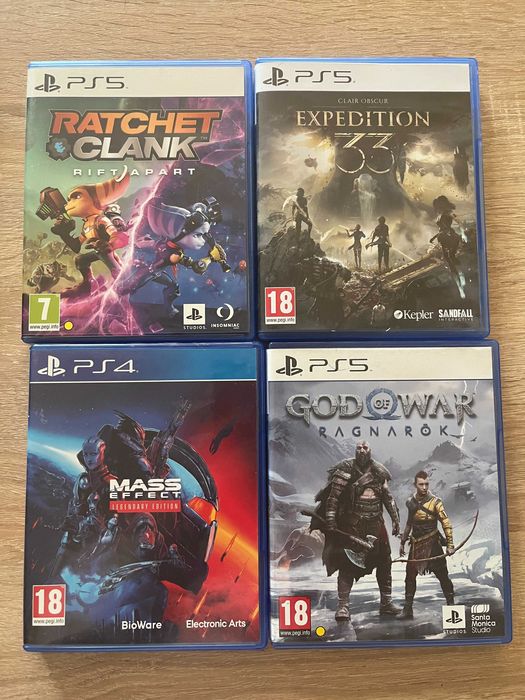 God of War Ragnarok, Expedition 33, Ratchet and Clank, Mass Effect Trilogy (Playstation 5)