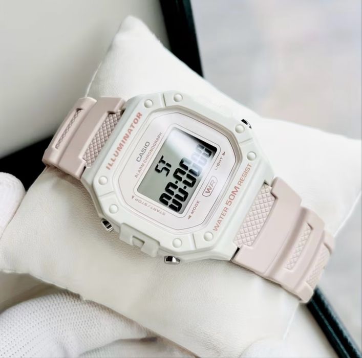 Ръчен часовник Casio White-Pink Mini Square Watch for Women, Girls