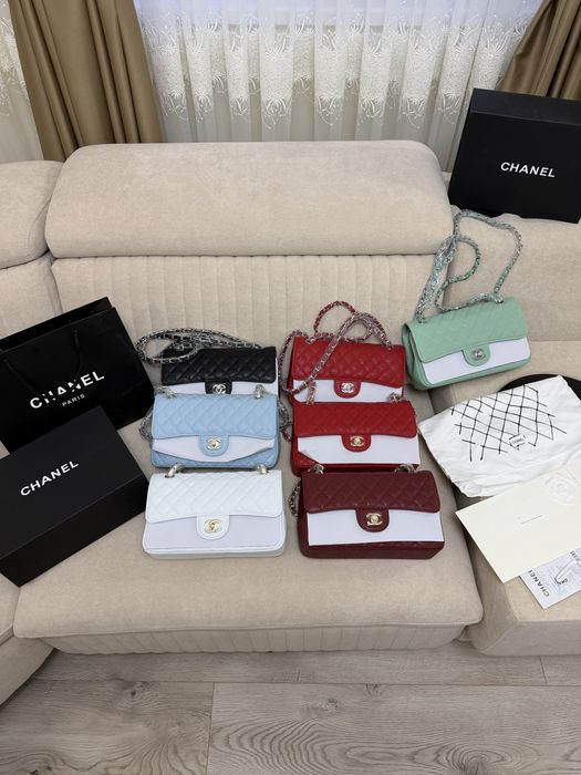 Geanta Chanel 26cm Piele naturala caviar/blue/green/black/white/red