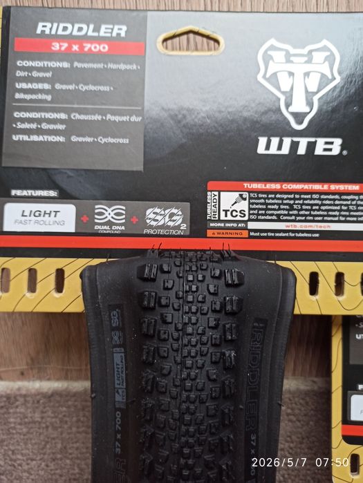 Set 2 Anvelope WTB Riddler 37x700 TCS Light/Fast 120tpi D-DNA SG2 gravel noi