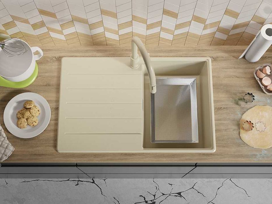 Беж кухненска гранитна мивка Копенхаген 780х500 Top 45