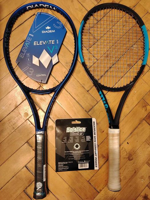 Vând două Rachete de Tenis: Diadem Elevate V3 Tour (nouă, include plic racordaj) și Wilson Ultra 100L (racordată)