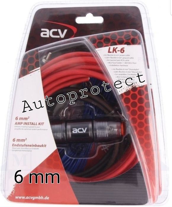 Kit cabluri profesional montaj subwoofer nou 6 10 20 MM ACV Germania