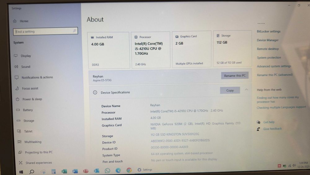 Laptop Acer Aspire E5-573G-56KR  i5-4210U