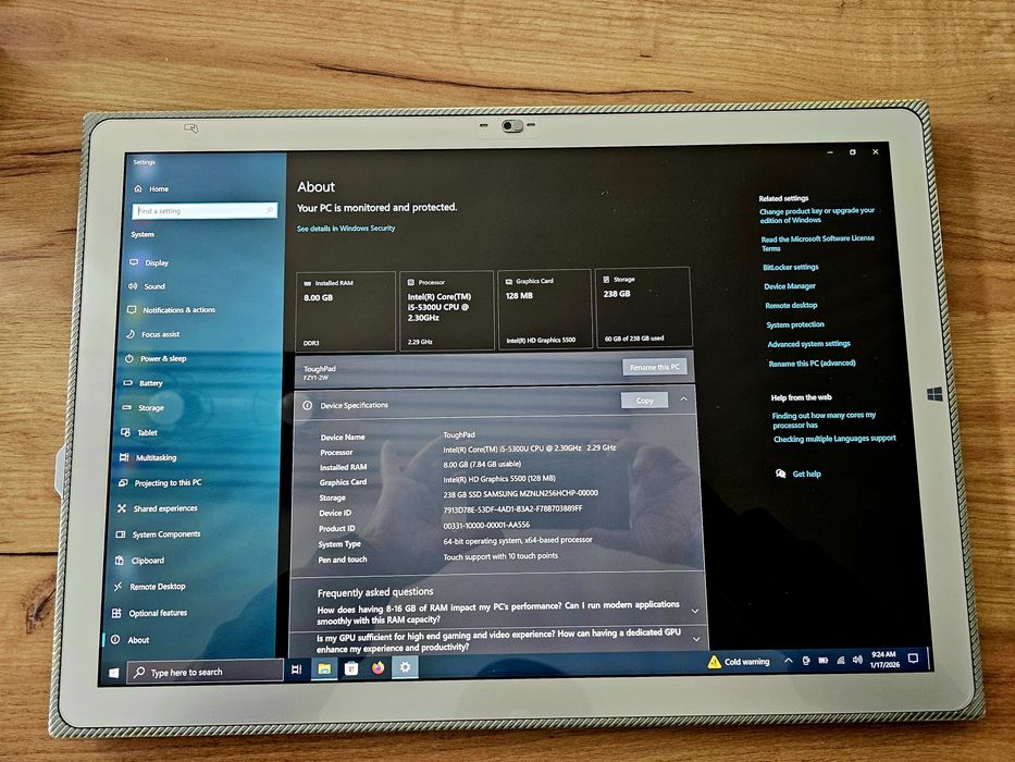Panasonic Toughpad, FZ-Y1, 20", 4k