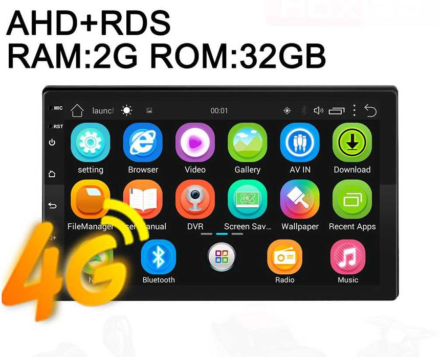 Мултимедия 2DIN СИМ карта 7", Wi-FI, Android, Double Din, 4G 7011AS