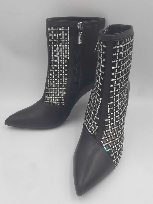 Superbe botine -bijuterie LIU JO originale noi model superb stiletto piele naturala + cristale 37
