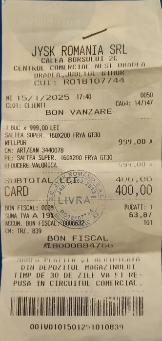 Toper saltea 160*200