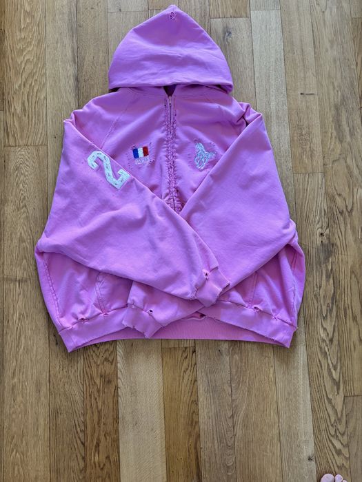 Balenciaga pink polo zip up