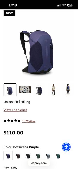 Rucsac Hiking Osprey Hikelite LT 22 Botswana Purple