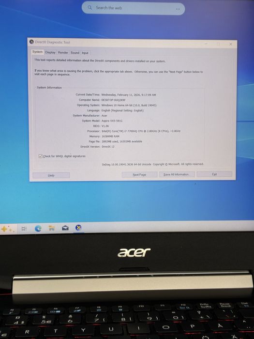 Acer Aspire VX15 | i7 7700HQ |16 GB RAM | 512GB SSD| 15.6"