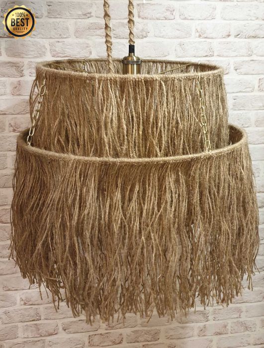 Ръчно изработени бохо полилеи с ресни от юта в плажен стил