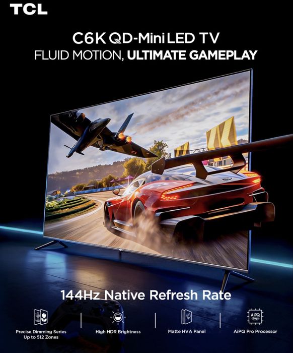 Телевизор Tcl 55 C6K/V6C QD-MiniLed 144hz / 4K Led 60hz Доставка бонус
