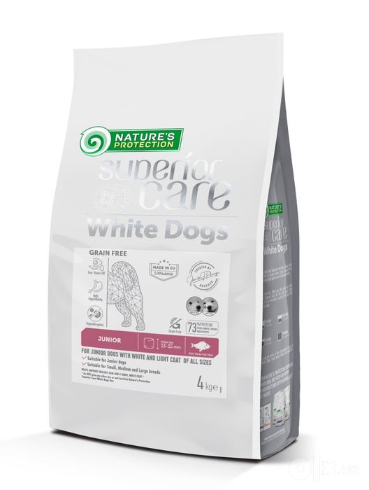 Nature's Protection White Dogs Grain Free White Fish Junior 17 kg