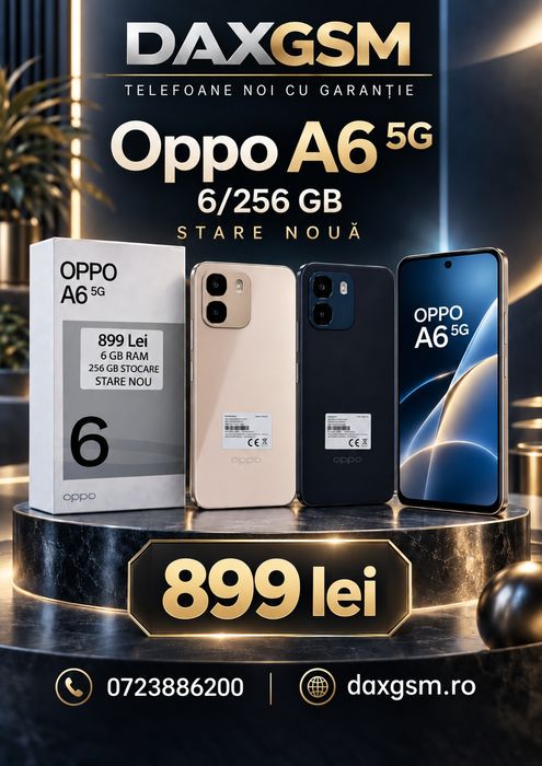 Oppo A6 5G, 6/256GB, Nou, Garanție