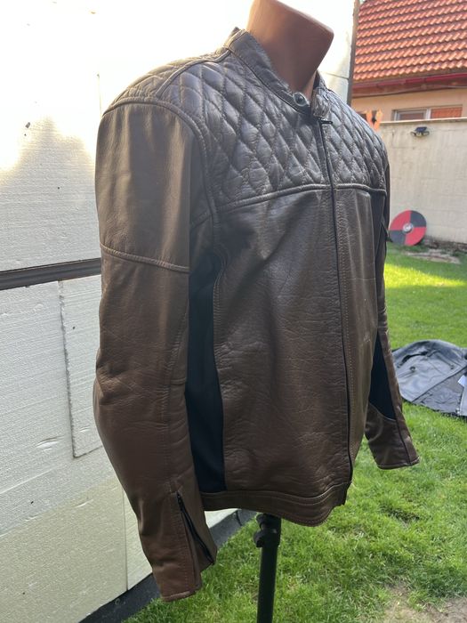 Geaca moto de vara din piele naturala combinat cu textil marimea L-XL