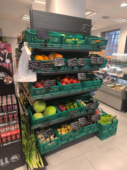 Стелажи за магазин/Търговско оборудване/Рафтове/Кошници/Колички/Каси