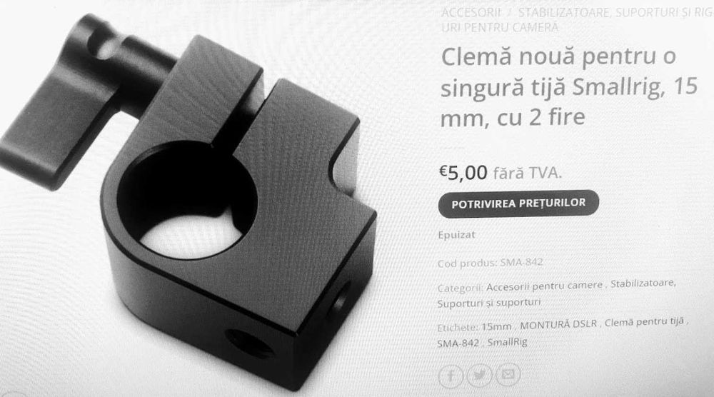 3 SmallRig Rod Clamp,  15mm, tip 842 - 2 buc si tip 1157 - 1 buc