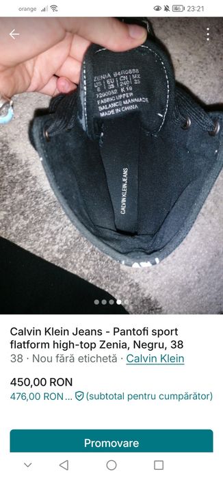 Calvin Klein Jeans pantofi sport flatform high top Zenia, Negru, 38