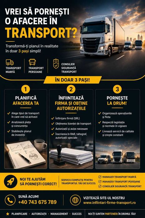 Licență & Copii Conforme pentru Transport Marfă & Persoane - Manager Transport Colaborare