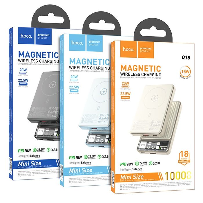 Hoco Q18 Tourer 2in1 Magnetic Power Bank 10000mAh 22.5W iPhone 15