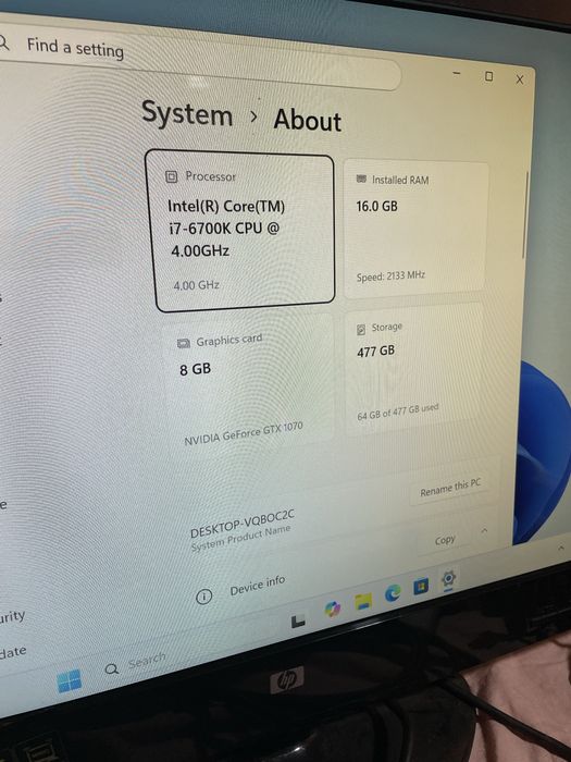 Unitate Pc Gaming ,  i7-6700K, 16gb ram , Video 8gb , ssd 512