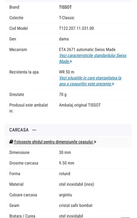 Ceas Tissot Carson Premium Automatic dama