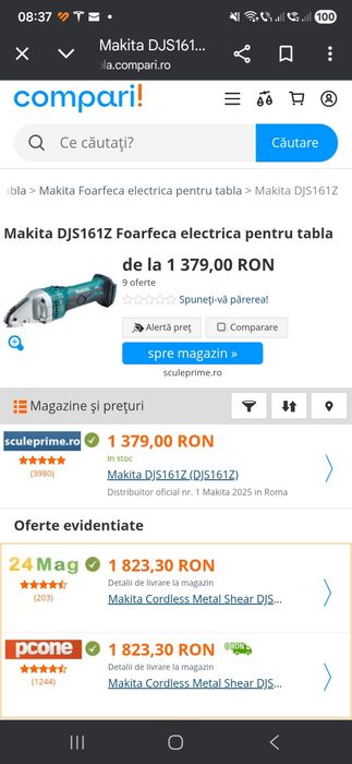 Aparat masina Foarfeca de taiat tabla Makita DJS 161