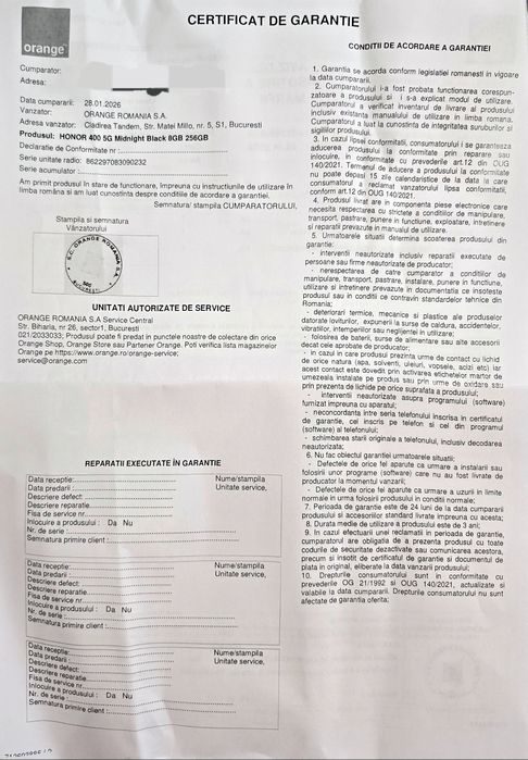 Vand Telefon Honor 400 256gb plus Honor Pad X8a