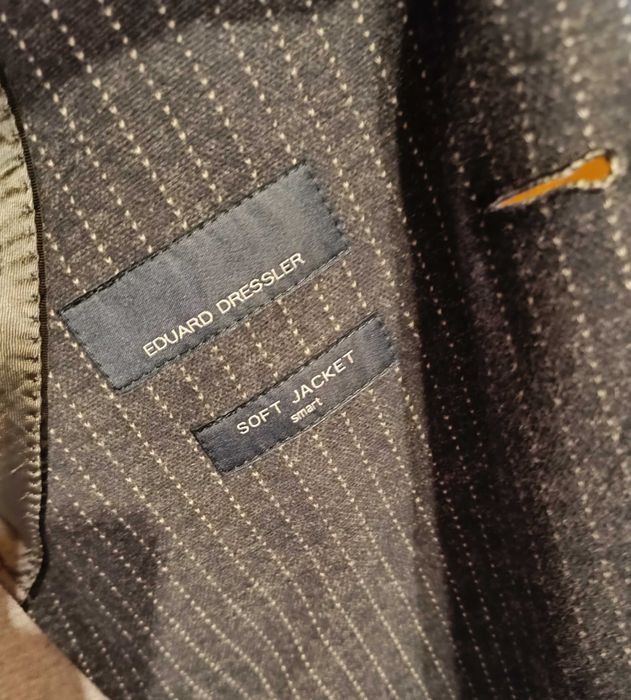 Sacou blazer slim 48 M de lux Eduard Dressler lana si bumbac gri dungi