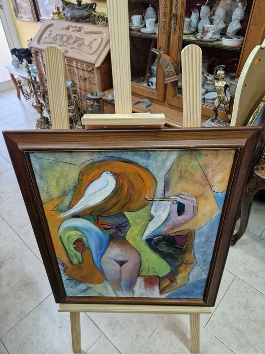 Страхотна много красива антикварна картина масло върху платно