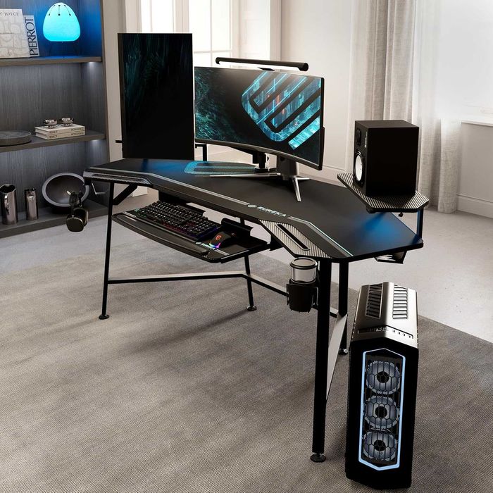 Masa Birou Gaming EUREKA ERGONOMIC 182x76 cm cu LED – Nou