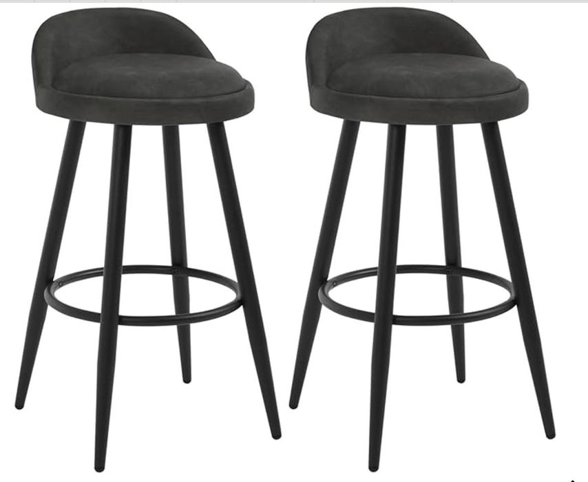 Set 2 scaune WOLTU – Noi, Metal + Faux Leather, Anthracite