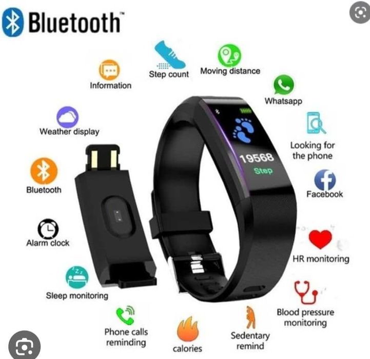 Смарт гривна Smart Band с пулсомер, крачкомер и Bluetooth свързаност