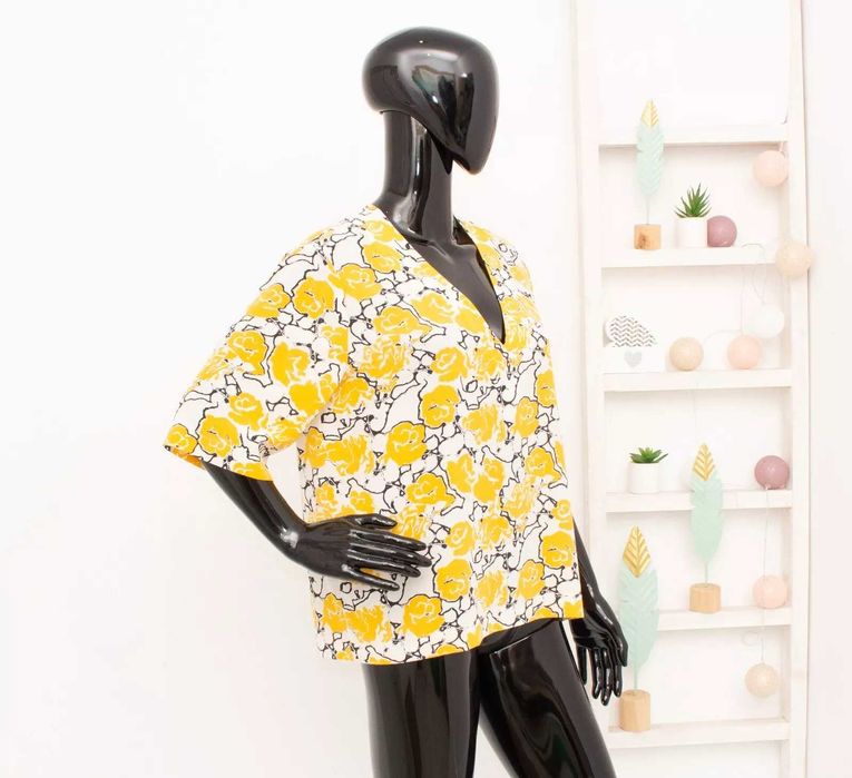 SAMSOE SAMSOE дамска копринена блуза жълта флорална М
