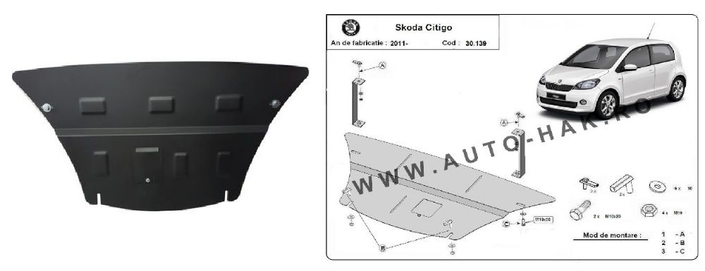 Scut motor metalic otel 2-3mm Skoda Fabia,Octavia,Superb,Rapid,Karoq