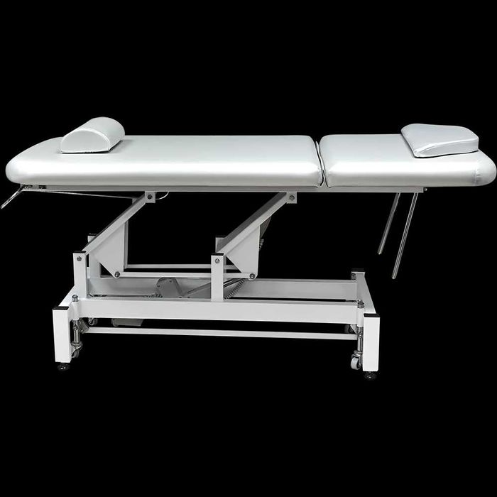 Електрическа кушетка Optima (1 мотор) - бяла/сива 185 х 70 x 60/80 см