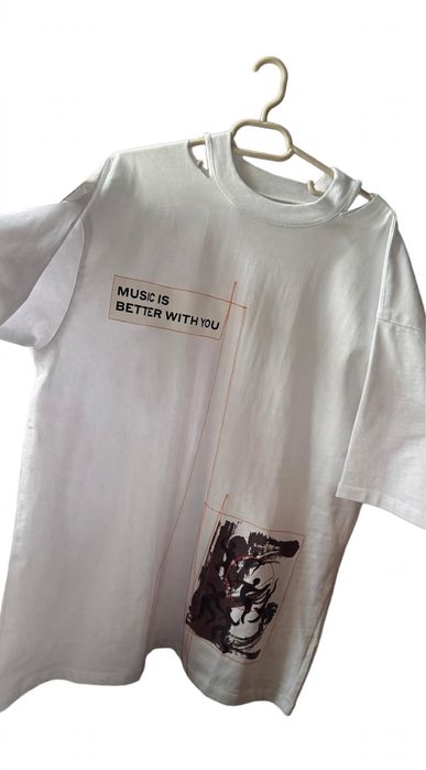 ALMAZ Tricou designer "Music Is Better With You" - oversized deconstructed