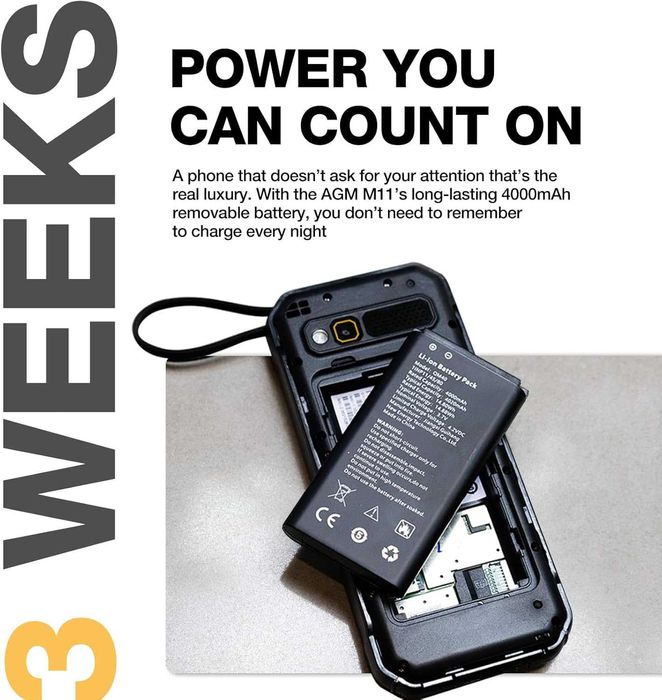 Rugged телефон AGM с power bank 4000 mAh, 4G hotspot, 2 SIM, фенерче