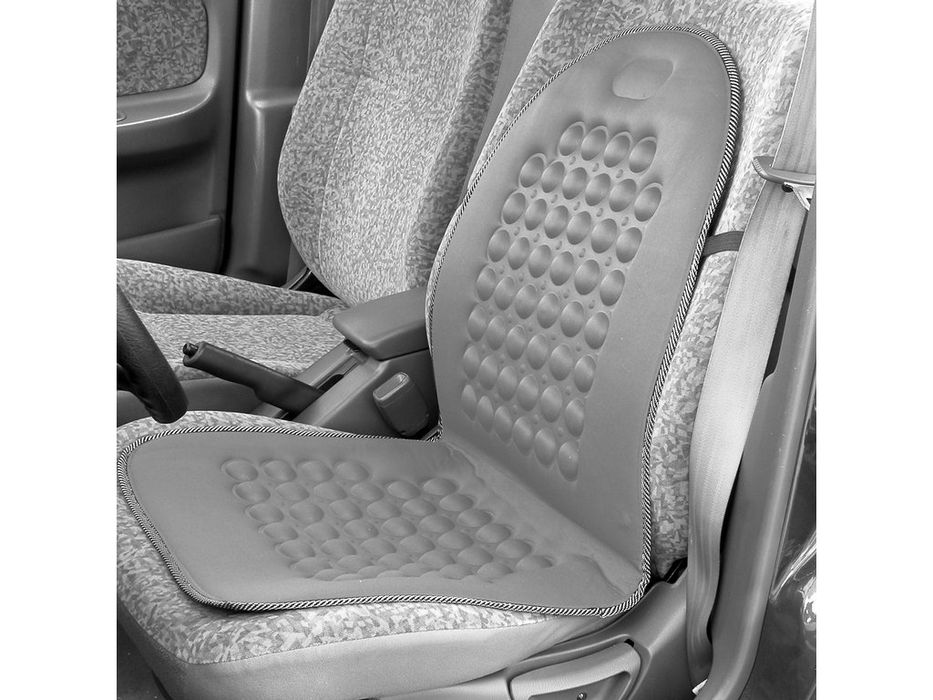 Husa scaun auto Carpoint cu masaj magnetic, gri, pentru scaunele din fata, efect de ventilare si suport pentru spate, 1 buc