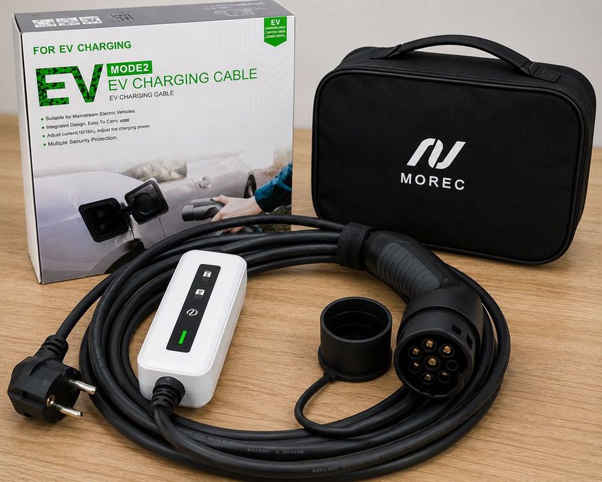 Încărcător portabil MOREC EV Type 2, 10/16A, 3.6 kW, cablu 6 m, Schuko
