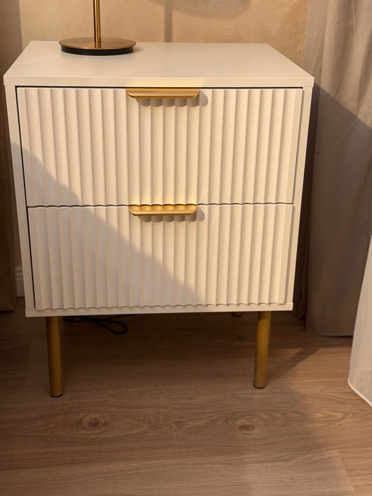 Set 2 noptiere inalte, albe